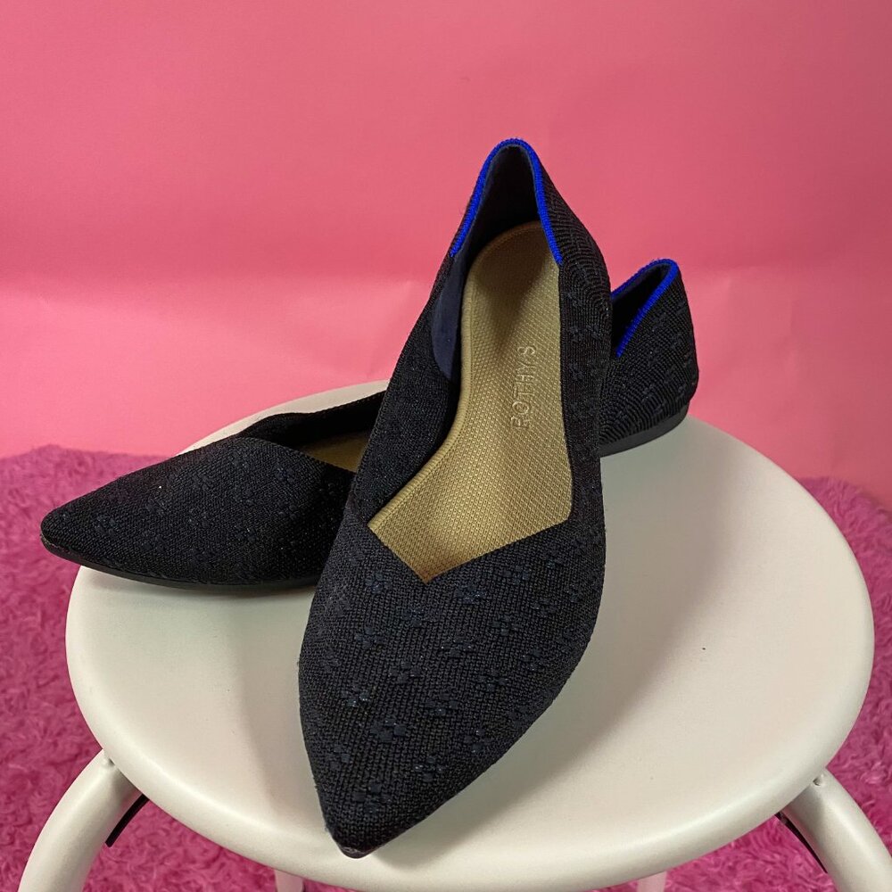 ROTHY'S The Point Solid Black Flats Size 11 - Like New
